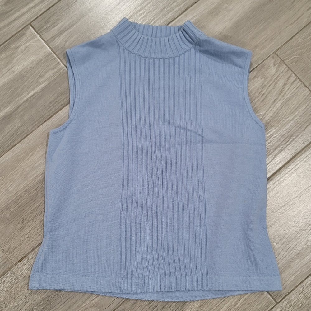 St John Blue Knit Vest Small